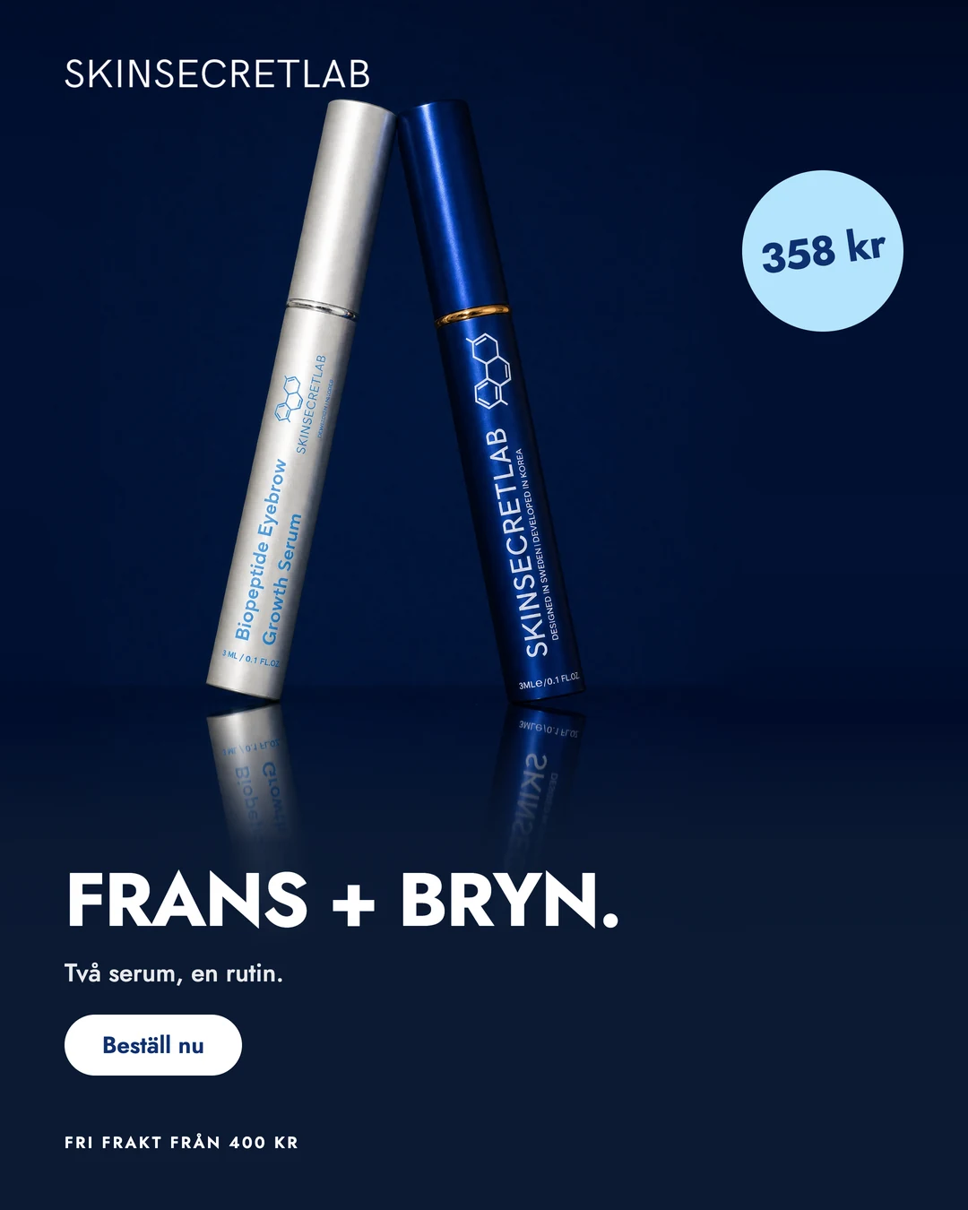 Annonsförslag: frans- och brynserumet lutade mot varandra